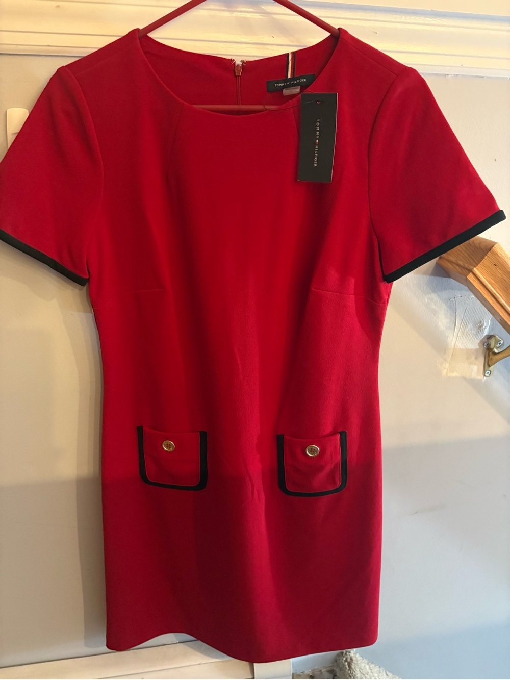 Tommy Hilfiger Red Mini Dress with Black Trim